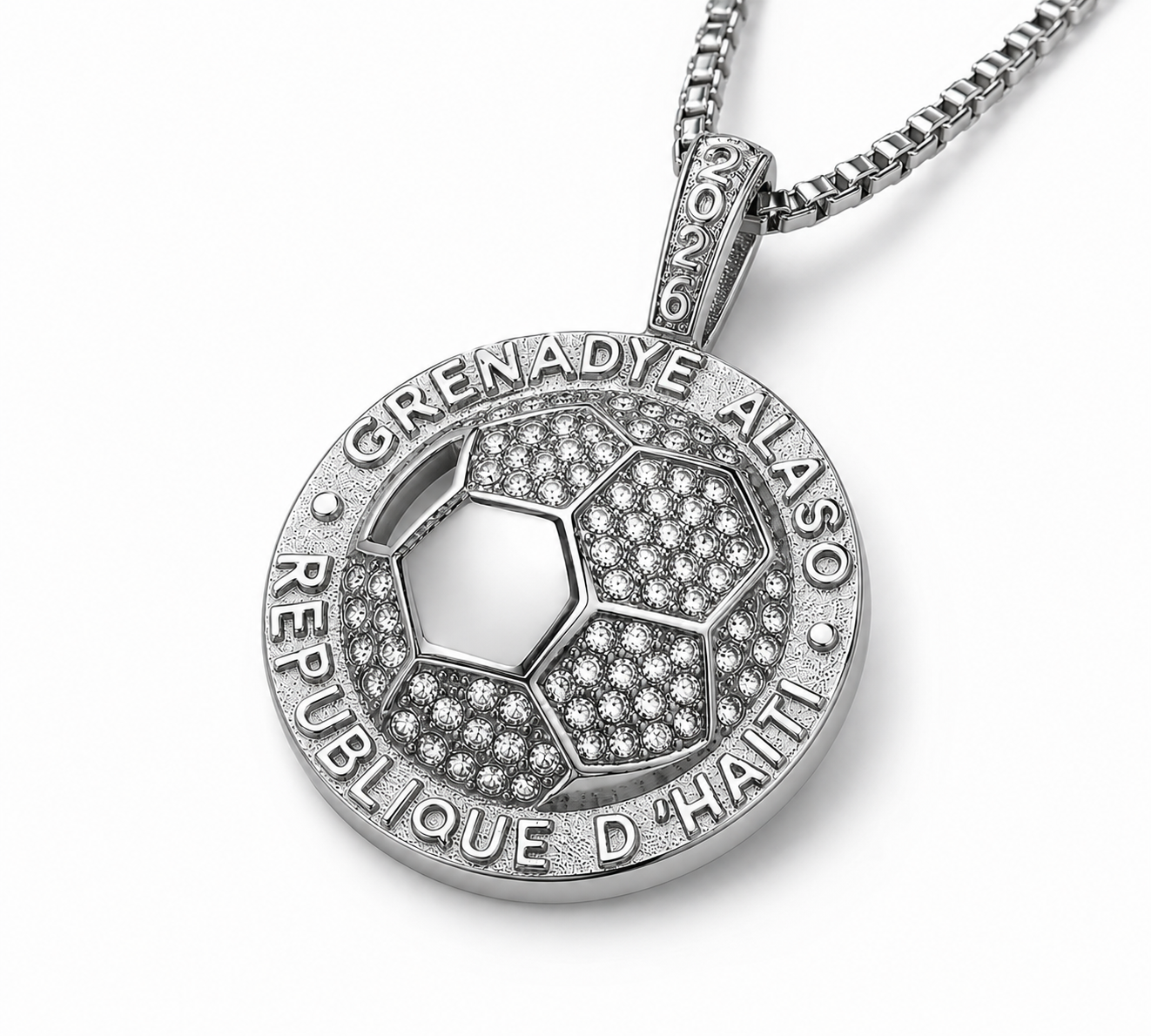 Nazon X Identity Boutik - Grenadye Alaso 2026 World Cup Haiti Coin Necklace - S