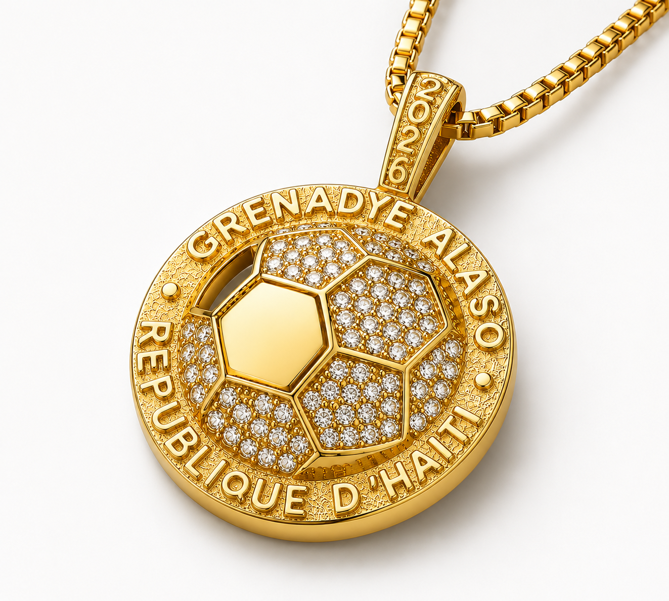 Nazon X Identity Boutik - Grenadye Alaso 2026 World Cup Haiti Coin Necklace - G