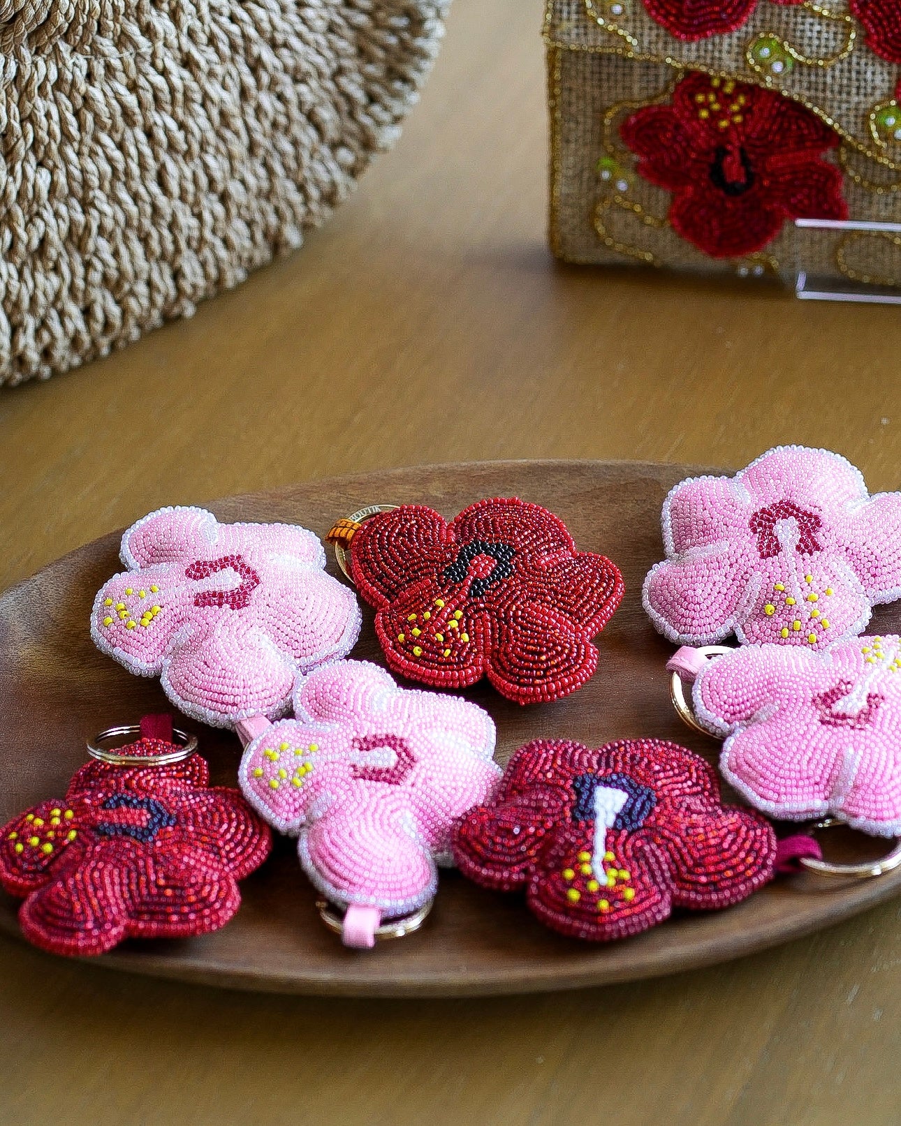 Pink Hibiscus Keychain