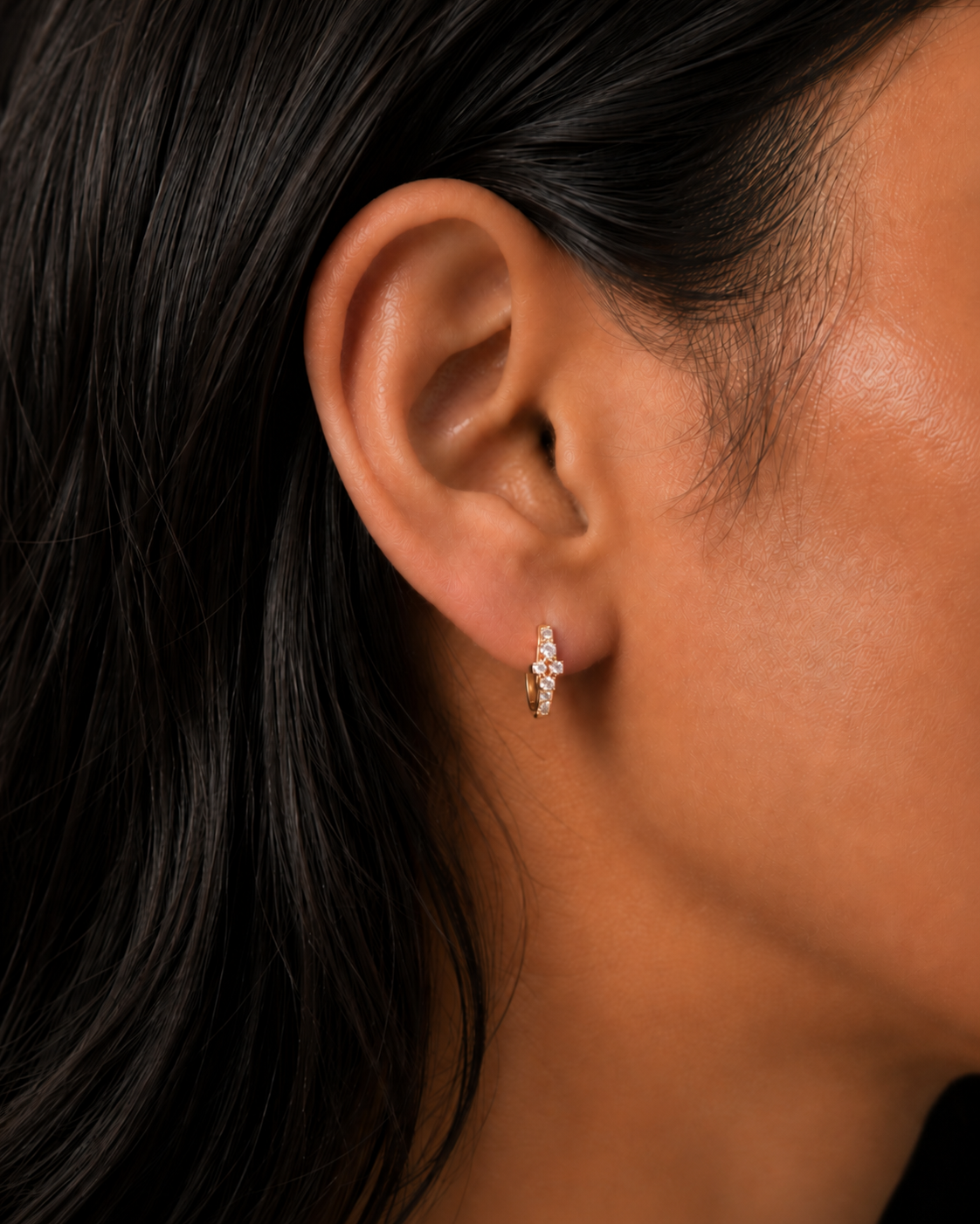 14k Solid Gold and Diamond Hoops