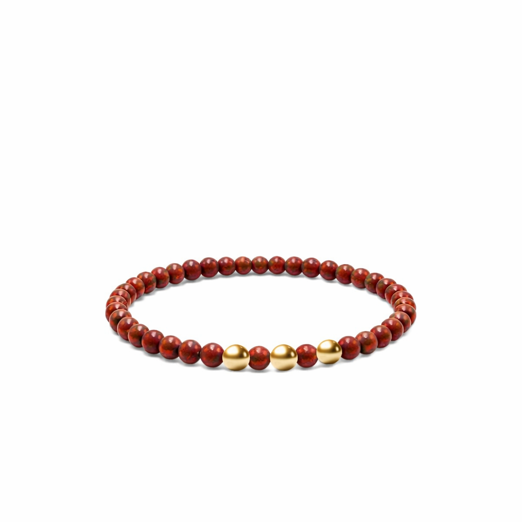 Red Jasper & Gold Bead Bracelet
