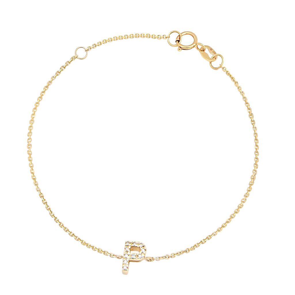 14k Gold & Diamond Initial Bracelet