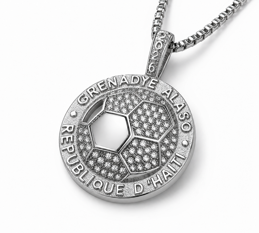 Nazon X Identity Boutik - Grenadye Alaso 2026 World Cup Haiti Coin Necklace - S