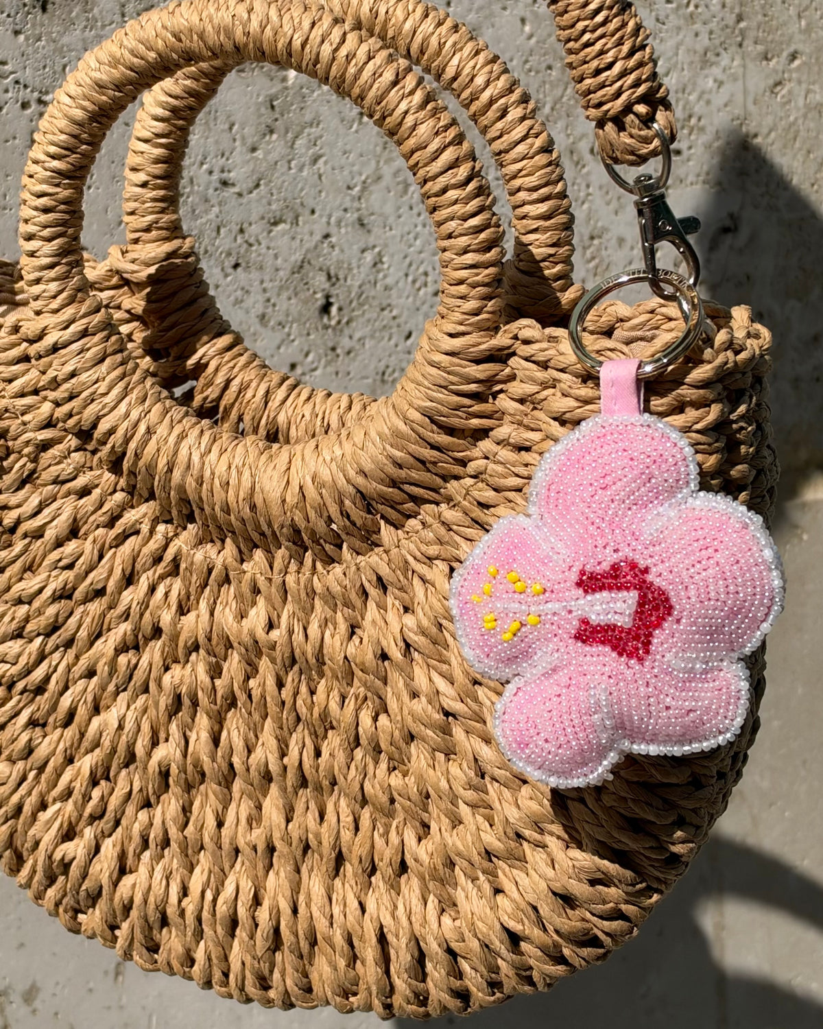 Pink Hibiscus Keychain