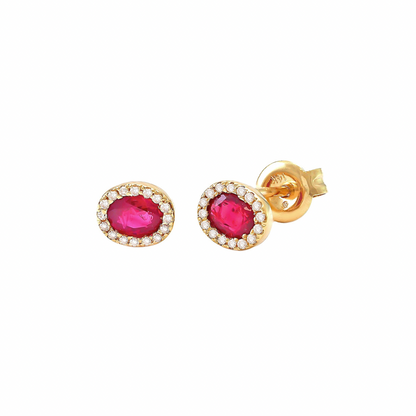Ruby & Diamond Earrings in 14k Gold