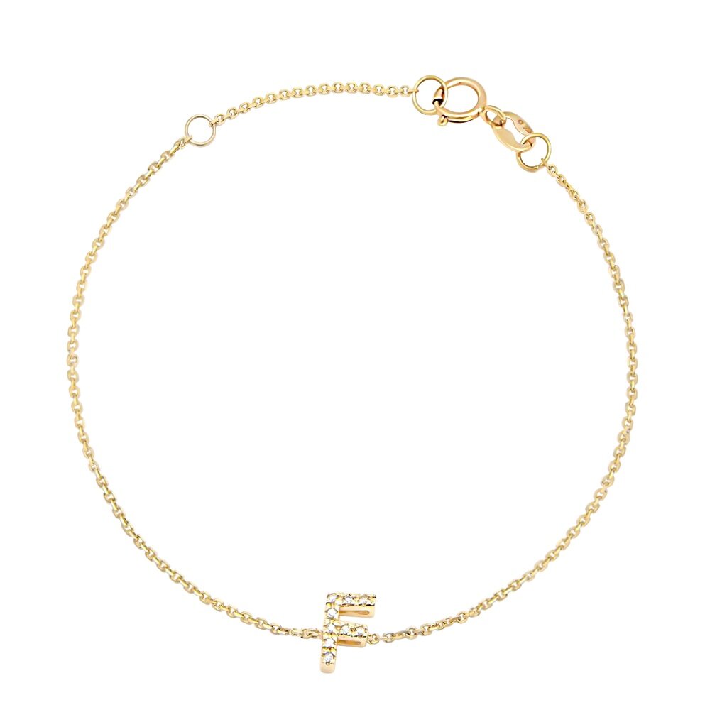 14k Gold & Diamond Initial Bracelet