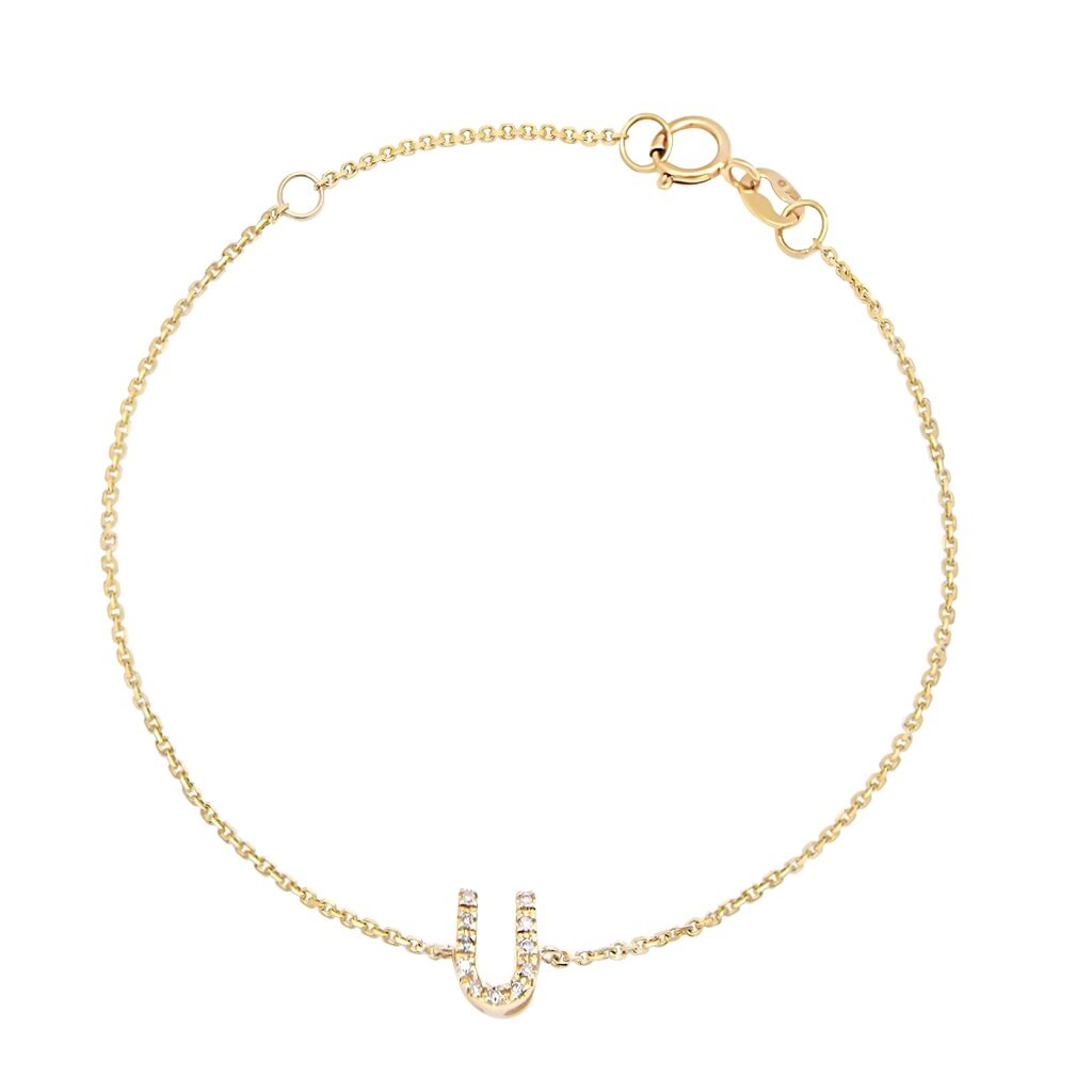 14k Gold & Diamond Initial Bracelet