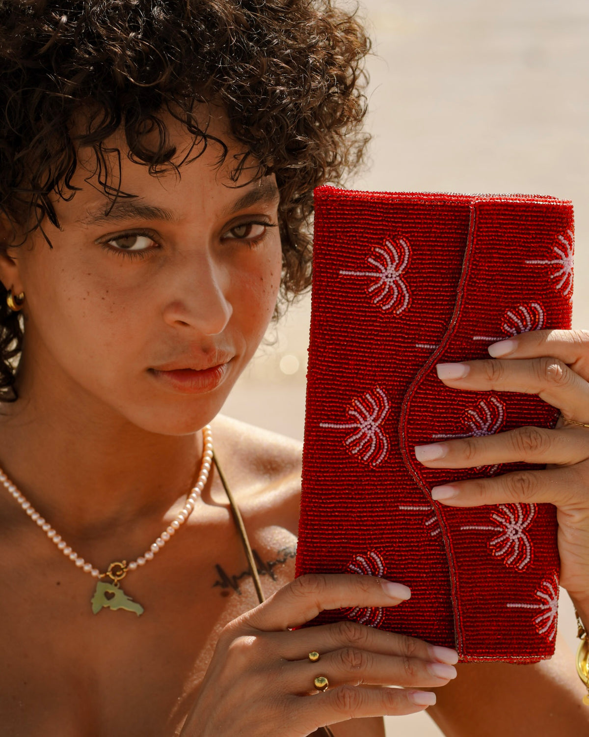 Sunset Palm Clutch