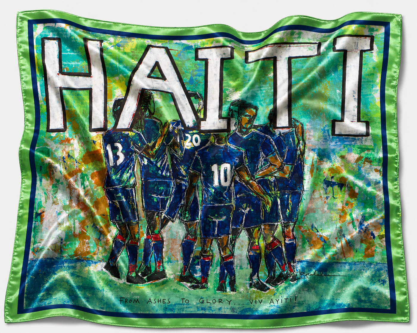 From Ashes to Glory Scarf — Haiti 2026 World Cup Flag - Original painting by Bacheler