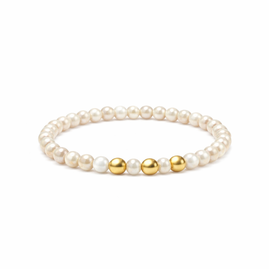 Pearl & Gold Bead Bracelet