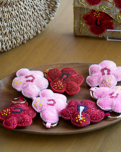 Pink Hibiscus Keychain
