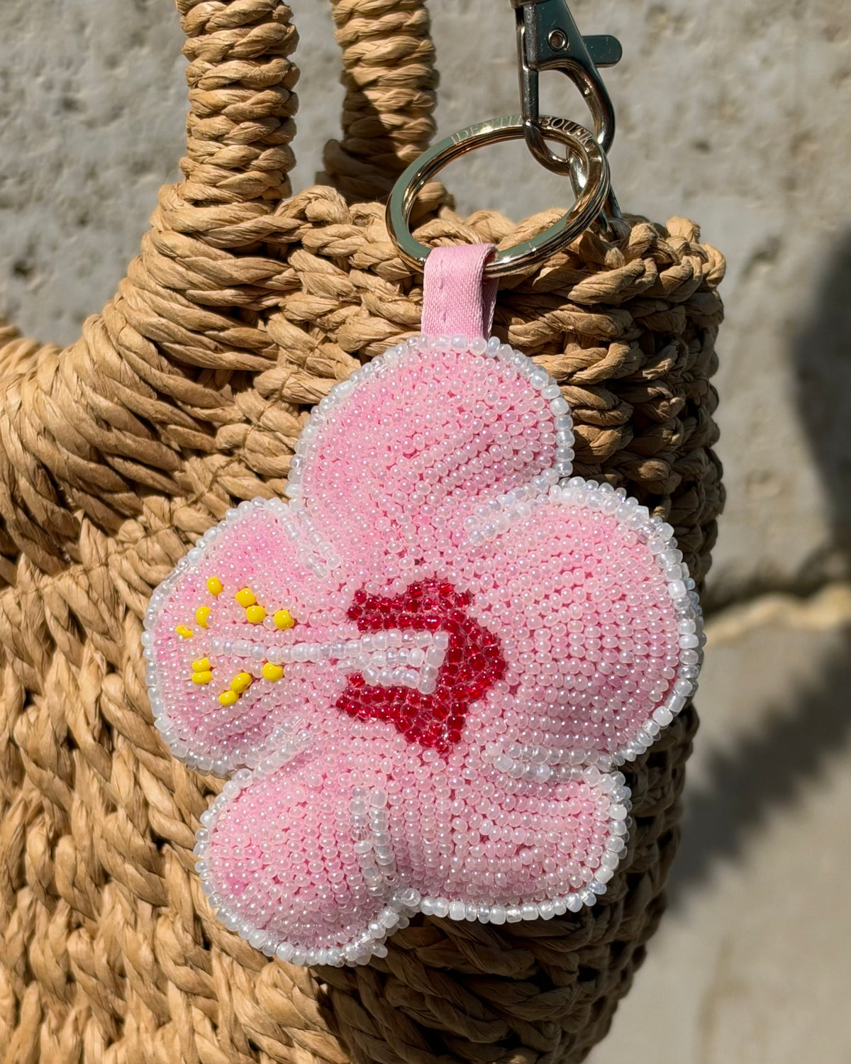 Pink Hibiscus Keychain