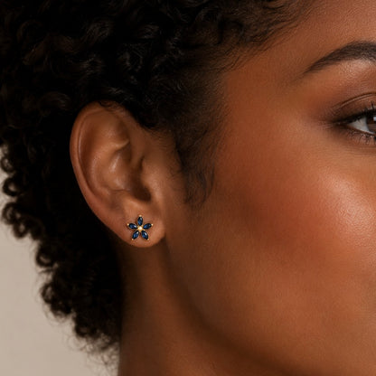 14k Solid Gold Sapphire Bloom Studs