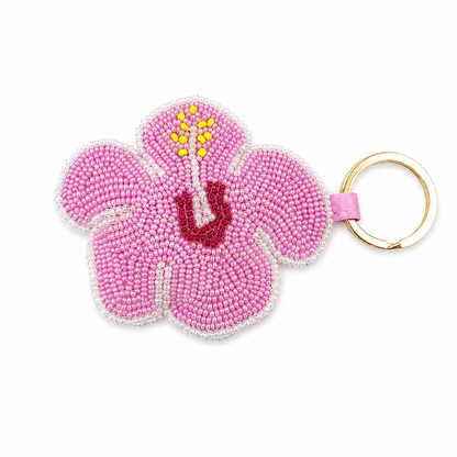 Pink Hibiscus Keychain