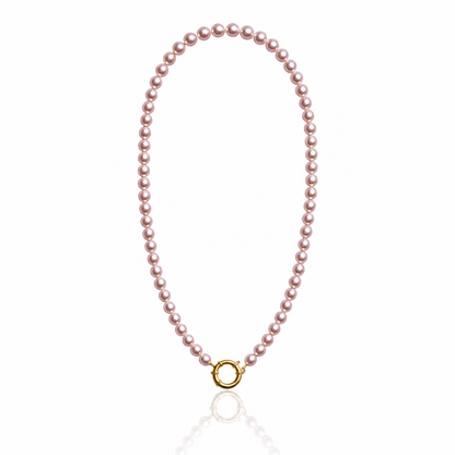 Minimalist Blush Pearl Charm Necklace