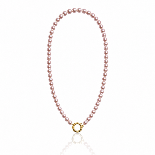 Minimalist Blush Pearl Charm Necklace