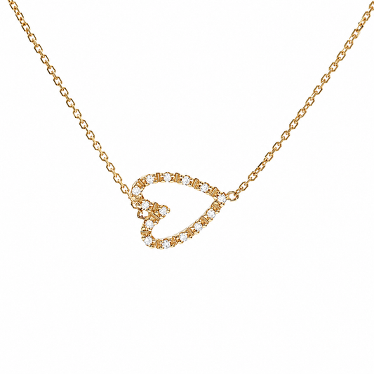 14k Solid Gold & Pavé Diamonds Heart Necklace