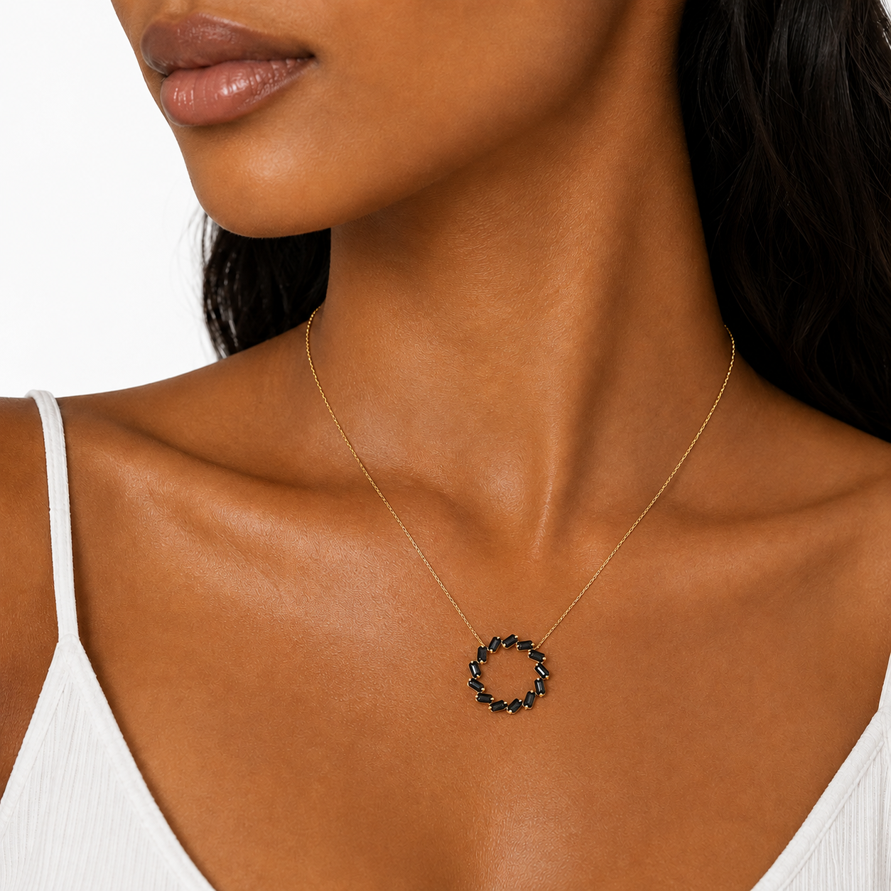 14k Solid Gold Sapphire Circle of Life Necklace
