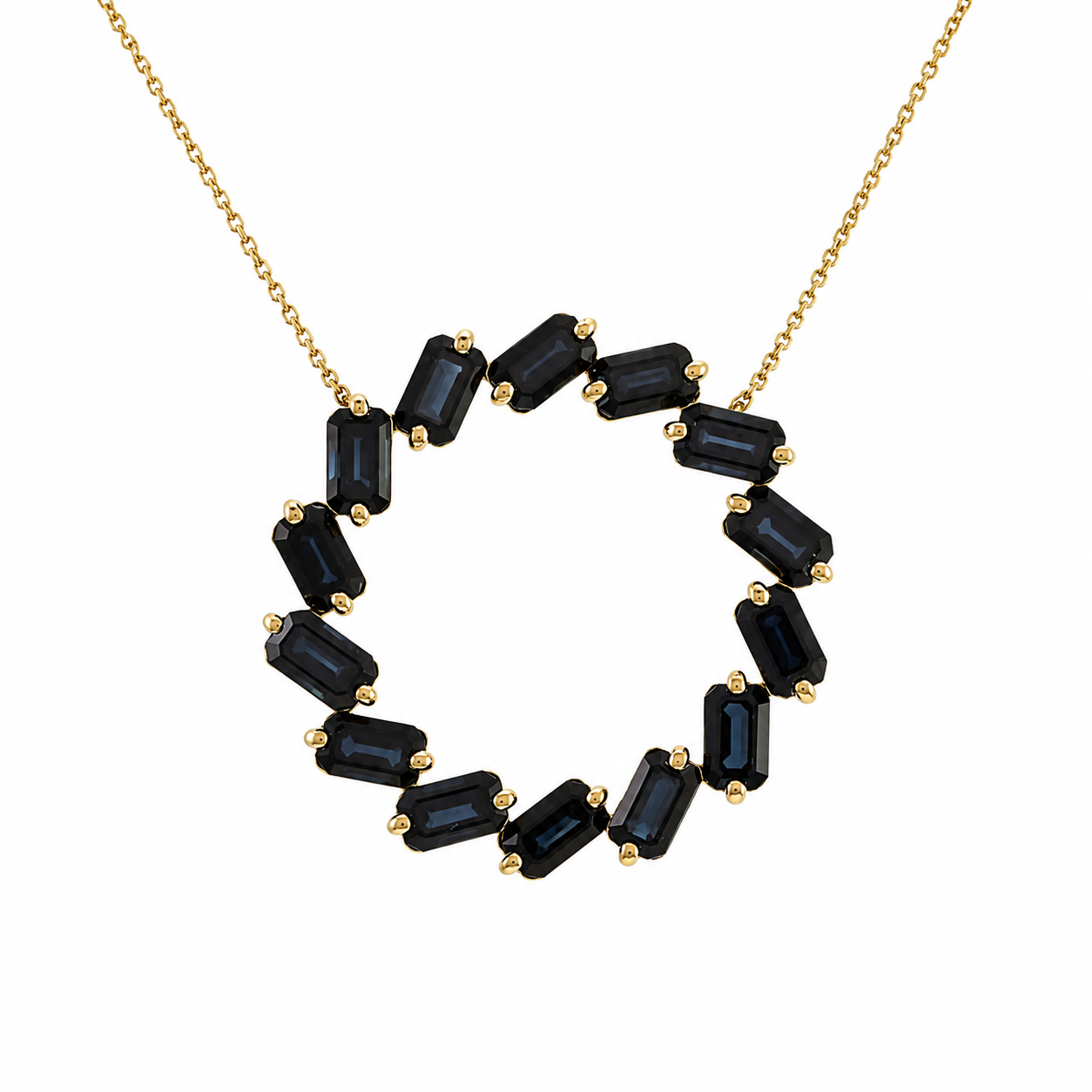14k Solid Gold Sapphire Circle of Life Necklace