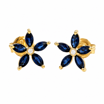 14k Solid Gold Sapphire Bloom Studs