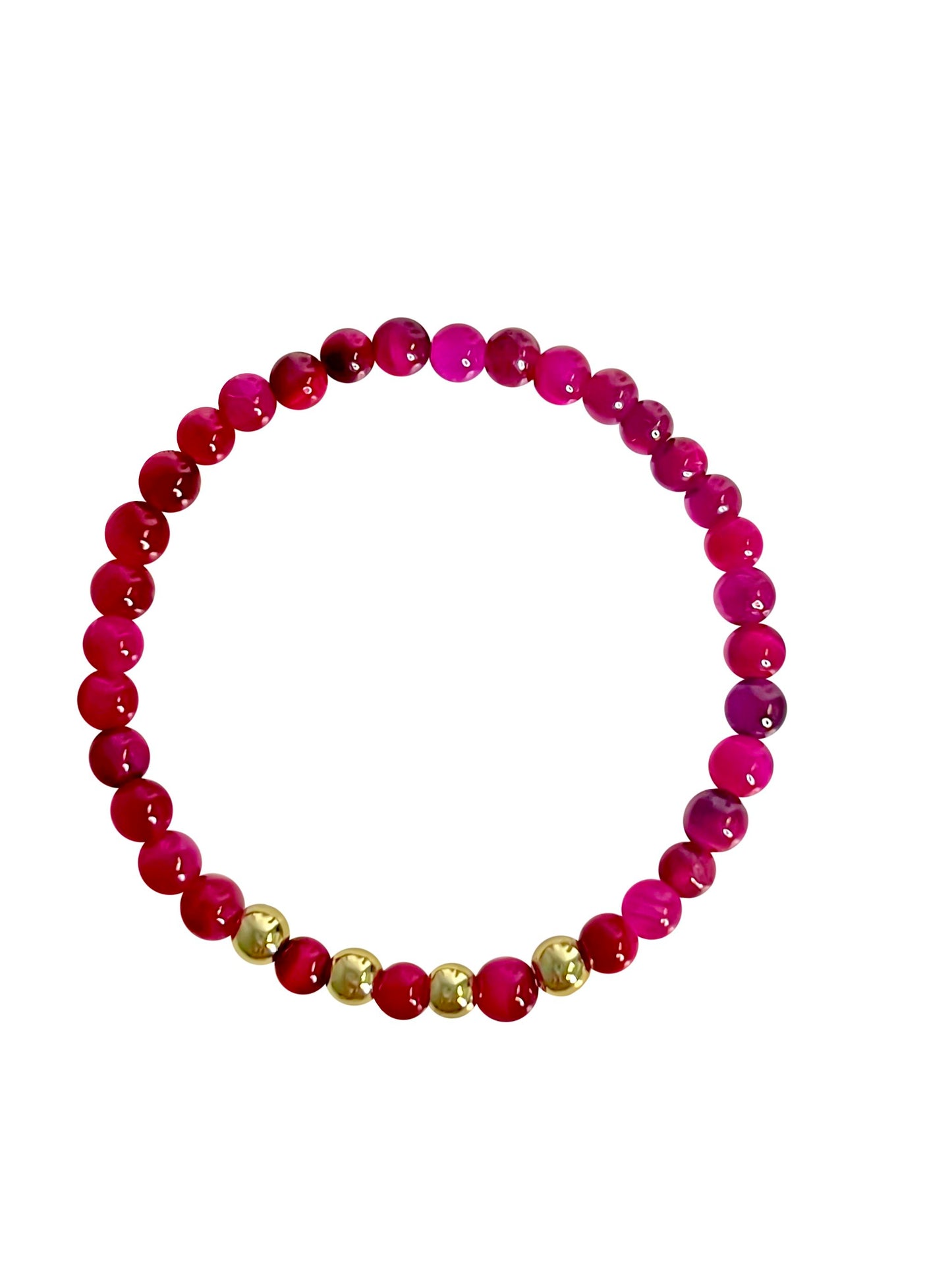 Rose Tiger Eye & Gold Bead Bracelet